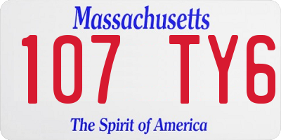 MA license plate 107TY6