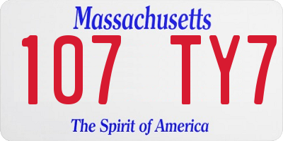 MA license plate 107TY7