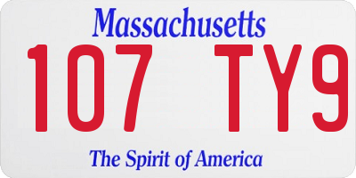 MA license plate 107TY9