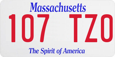 MA license plate 107TZ0