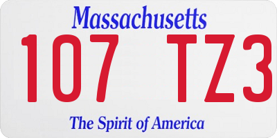 MA license plate 107TZ3