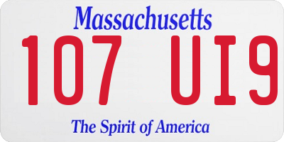 MA license plate 107UI9