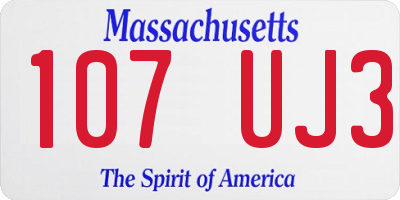MA license plate 107UJ3