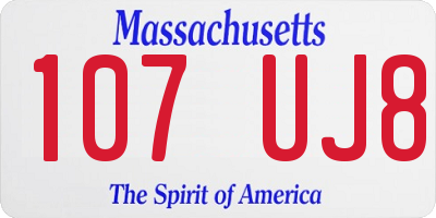 MA license plate 107UJ8