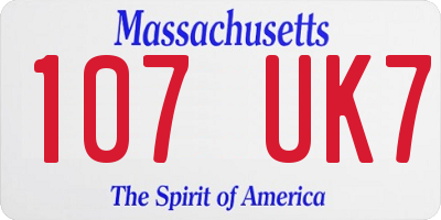 MA license plate 107UK7