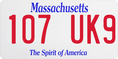 MA license plate 107UK9