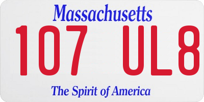 MA license plate 107UL8