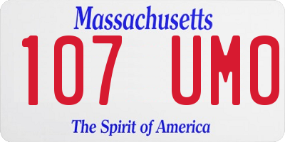 MA license plate 107UM0