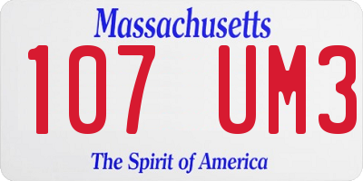 MA license plate 107UM3