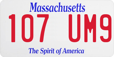 MA license plate 107UM9