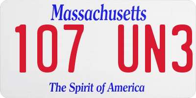 MA license plate 107UN3