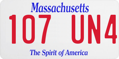 MA license plate 107UN4