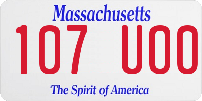 MA license plate 107UO0