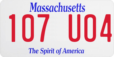 MA license plate 107UO4