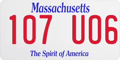 MA license plate 107UO6
