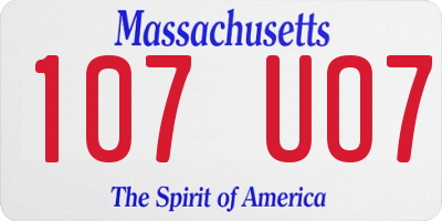 MA license plate 107UO7