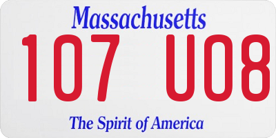 MA license plate 107UO8