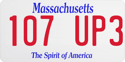 MA license plate 107UP3