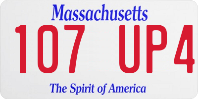 MA license plate 107UP4