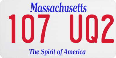 MA license plate 107UQ2