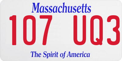 MA license plate 107UQ3