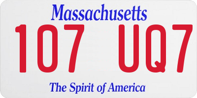MA license plate 107UQ7