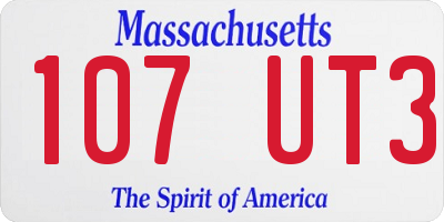 MA license plate 107UT3