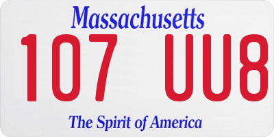 MA license plate 107UU8