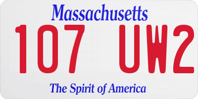 MA license plate 107UW2