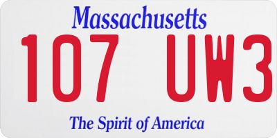 MA license plate 107UW3