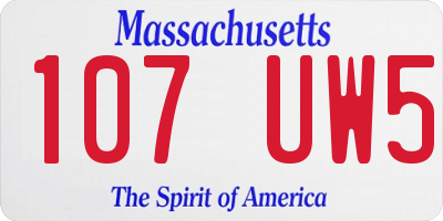 MA license plate 107UW5