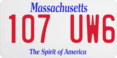 MA license plate 107UW6