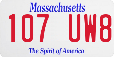 MA license plate 107UW8