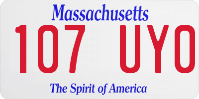 MA license plate 107UY0