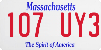 MA license plate 107UY3