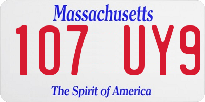 MA license plate 107UY9