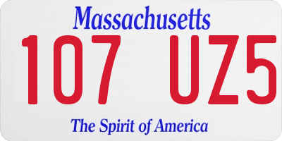 MA license plate 107UZ5