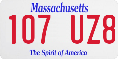 MA license plate 107UZ8