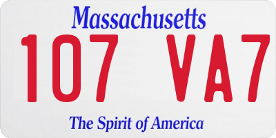 MA license plate 107VA7