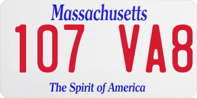 MA license plate 107VA8