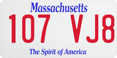MA license plate 107VJ8