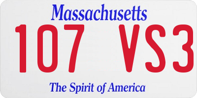 MA license plate 107VS3