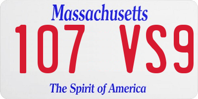 MA license plate 107VS9