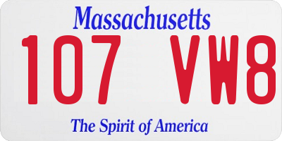 MA license plate 107VW8