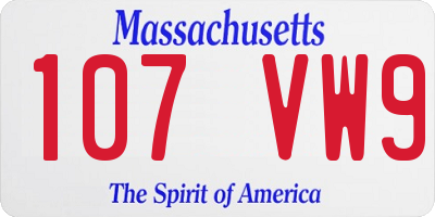 MA license plate 107VW9