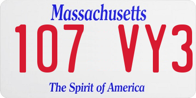 MA license plate 107VY3