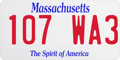 MA license plate 107WA3