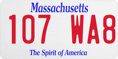 MA license plate 107WA8