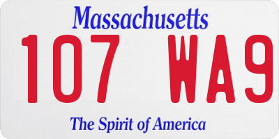 MA license plate 107WA9