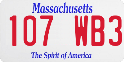 MA license plate 107WB3